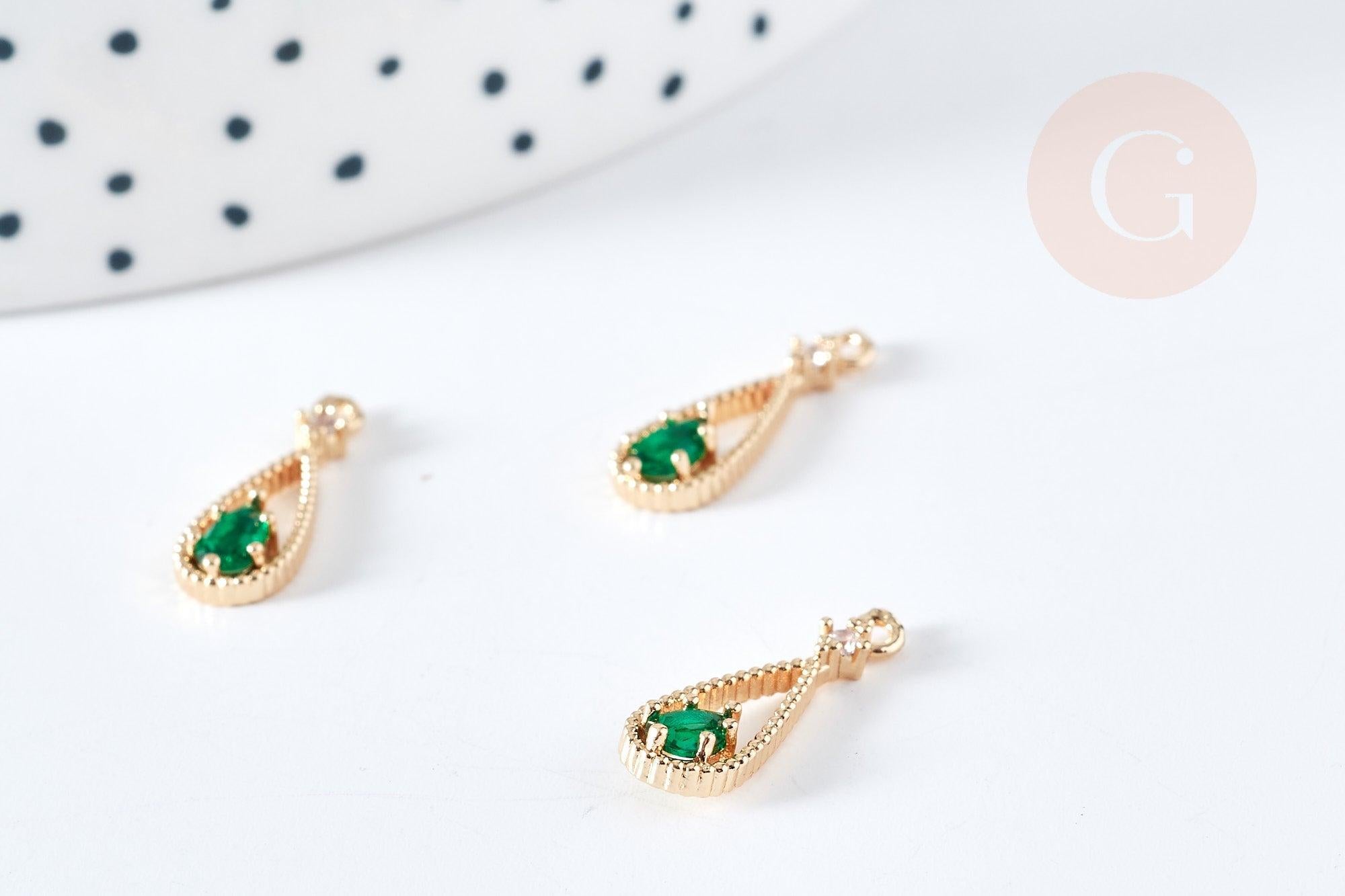 Gingerlily Pendentifs DIY pendentif goutte G8436 zircon vert 17,5mm