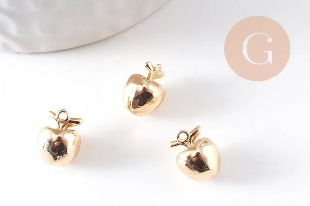 Gingerlily Pendentifs pomme G10381 breloque fruit doré 10mm x2