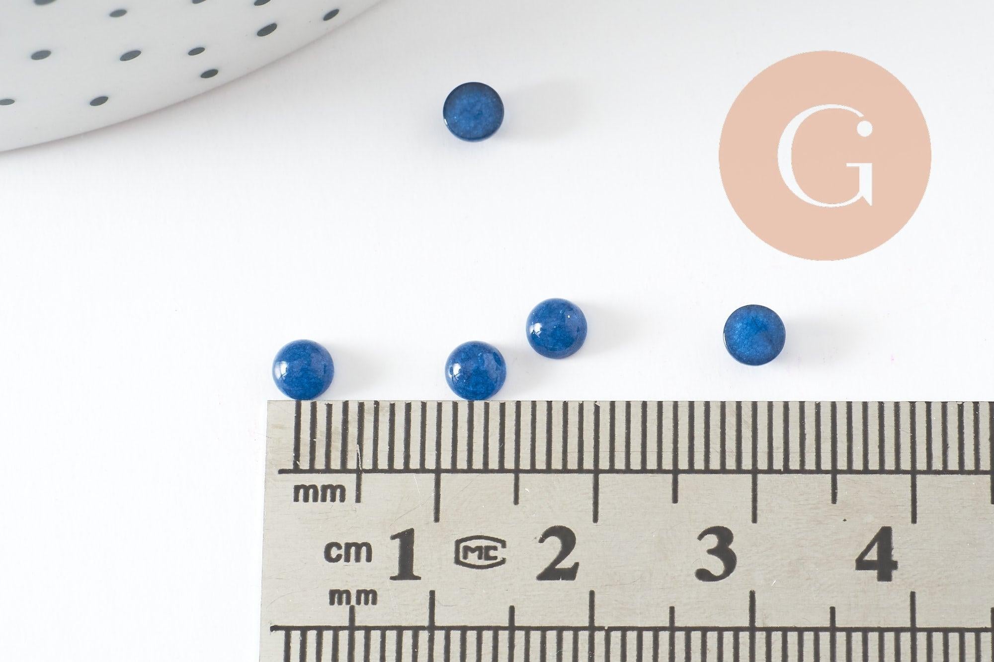 Gingerlily Cabochon rond jade bleu 4mm x1