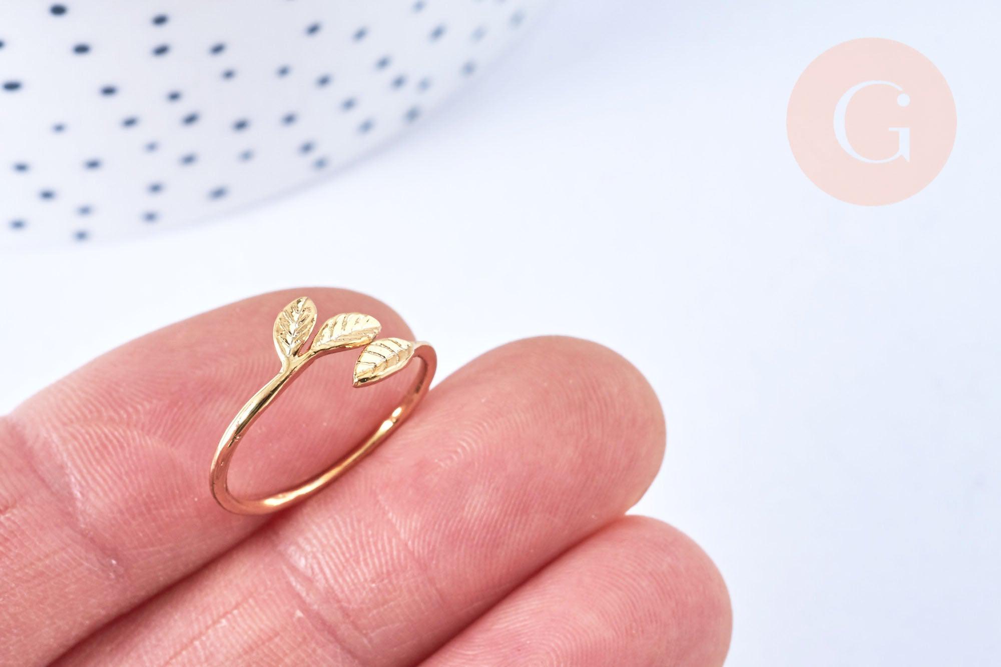 Gingerlily bague réglable feuilles laiton doré 19mm