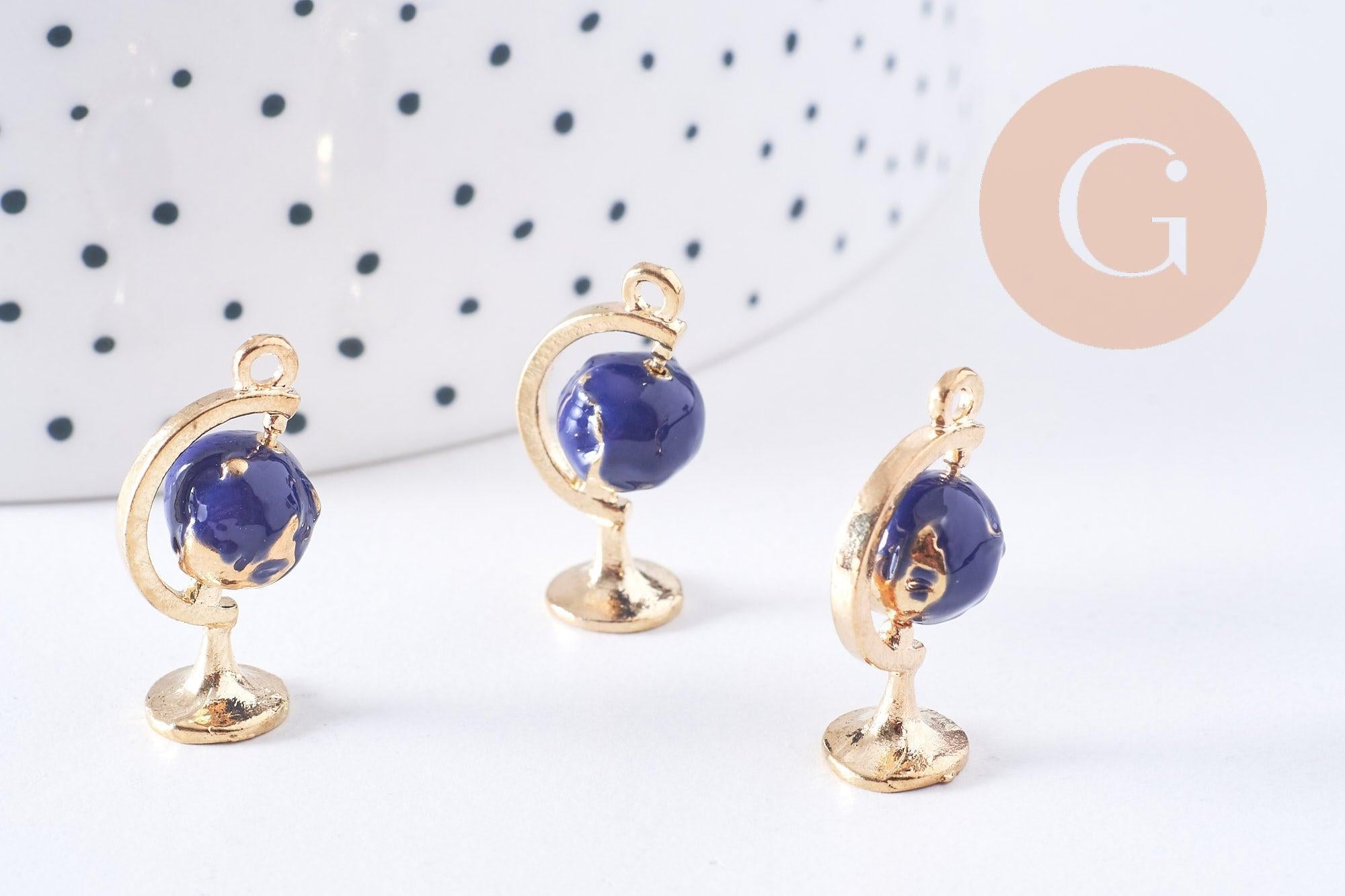 Gingerlily G4365 pendentif globe rotatif bleu doré