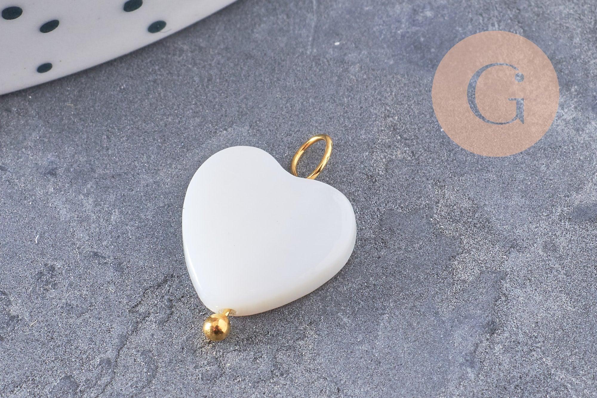 Gingerlily Pendentifs breloque nacre blanche doré x1