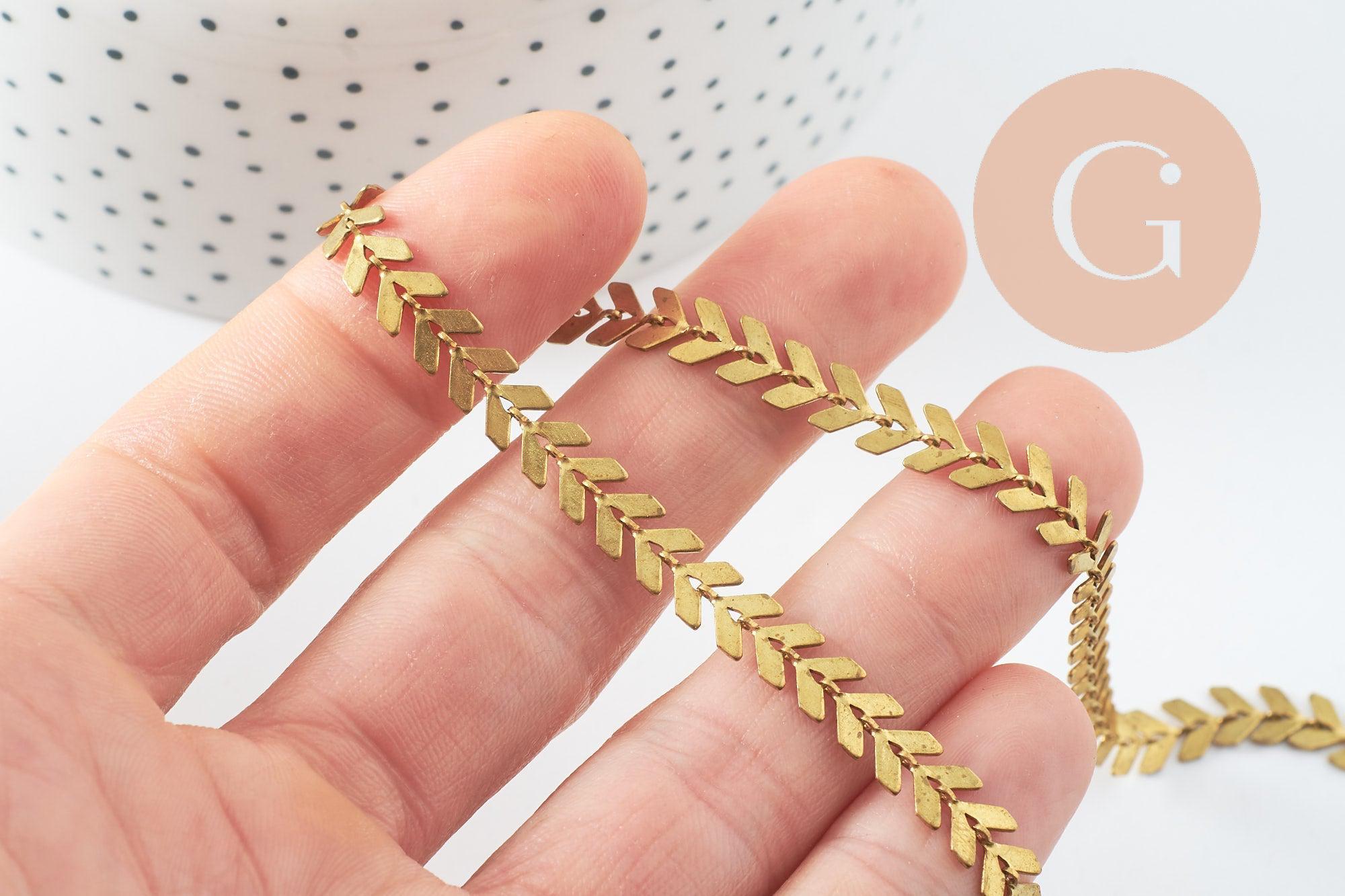 Gingerlily Chaîne chevron laiton 7.5mm 1 mètre