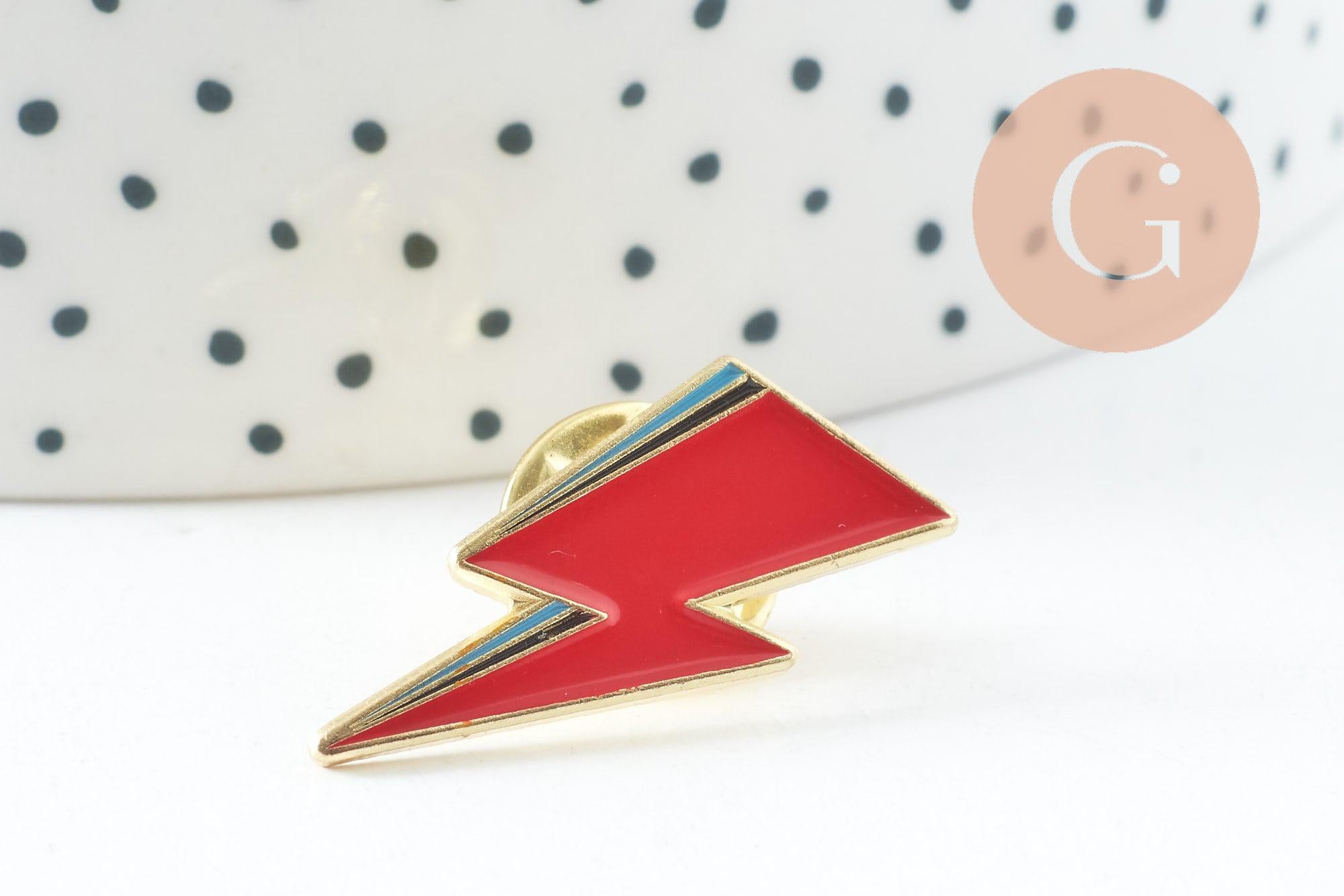 Gingerlily Broche pin's éclair G9745 émail rouge doré