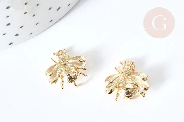 Gingerlily G8076 pendentif abeille 16mm laiton doré x1