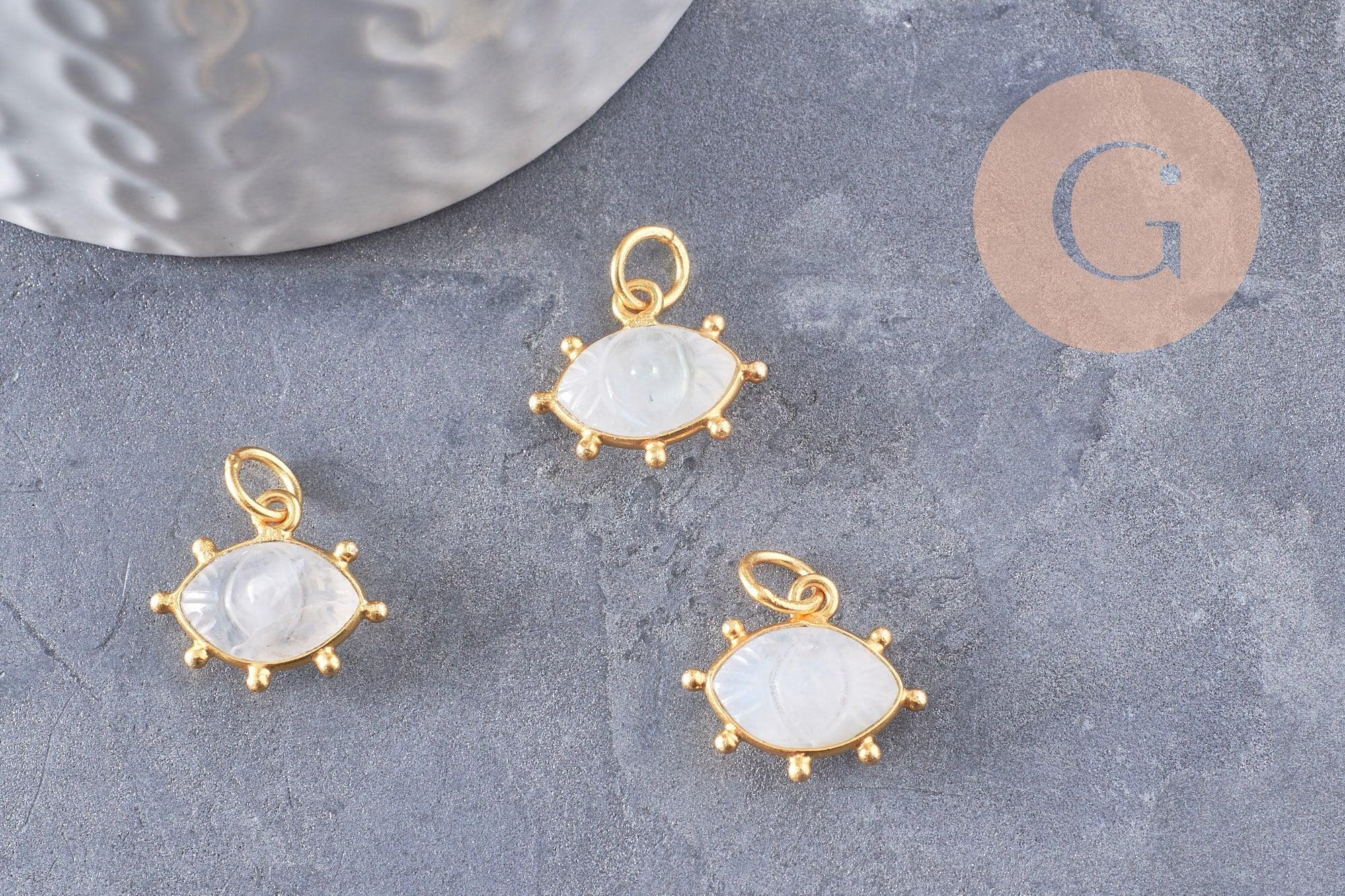 Gingerlily G9870 pendentif oeil pierre de lune 15mm doré 18K