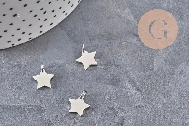 Gingerlily Pendentif étoile G11158 acier doré 12mm x2