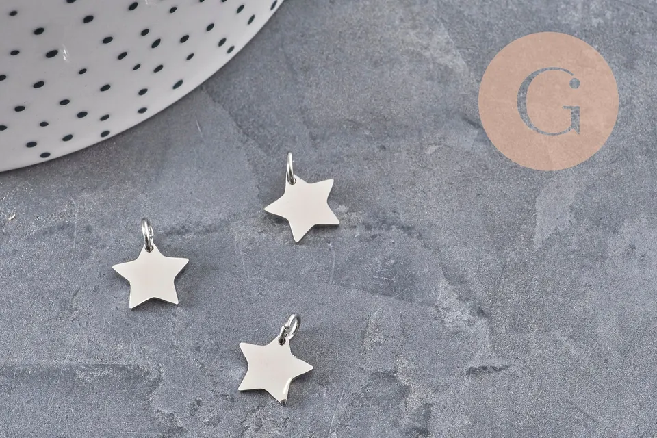 Gingerlily Pendentif étoile G11158 acier doré 12mm x2