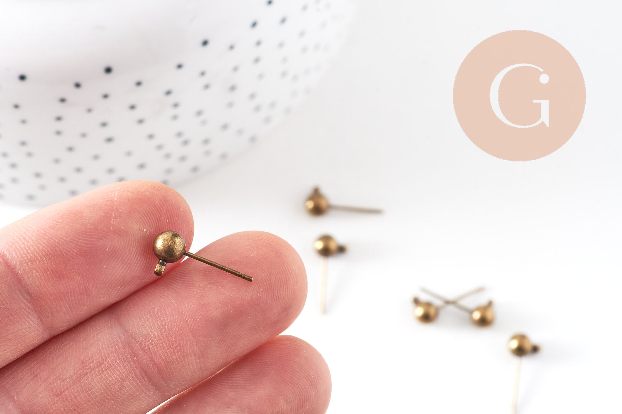 Gingerlily Clous puces boule bronze anneau 5 mm x10