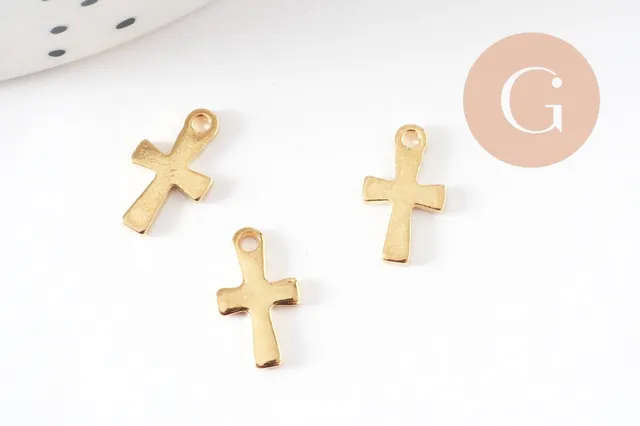 Gingerlily Pendentifs G9695 pendentif croix acier doré 12mm x5