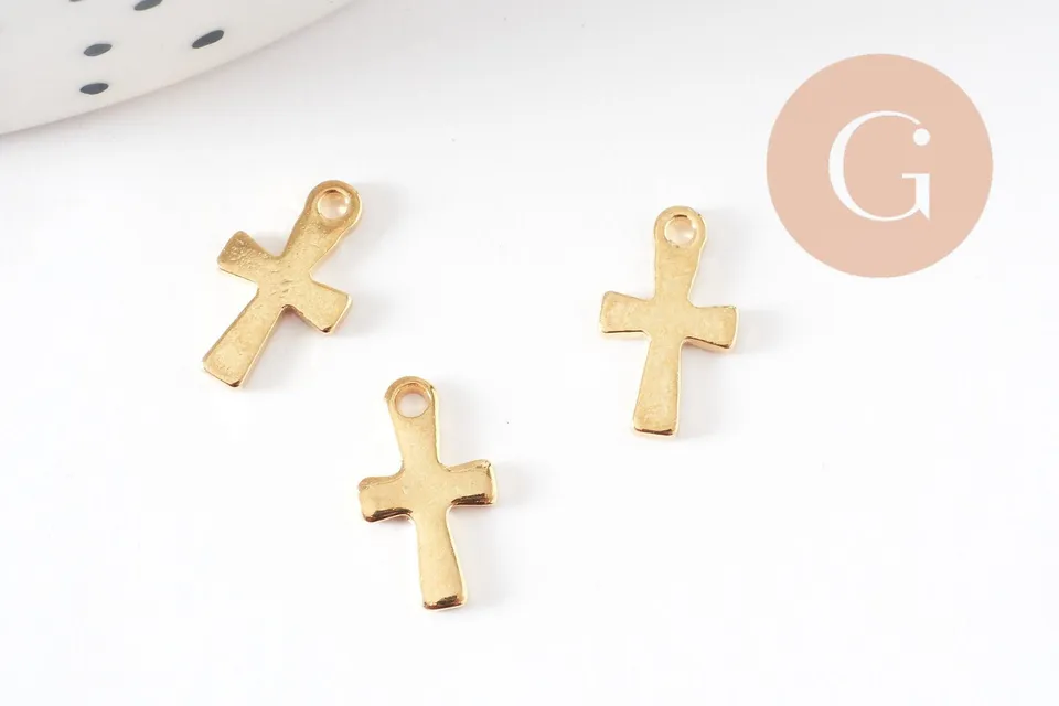 Gingerlily Pendentifs G9695 pendentif croix acier doré 12mm x5