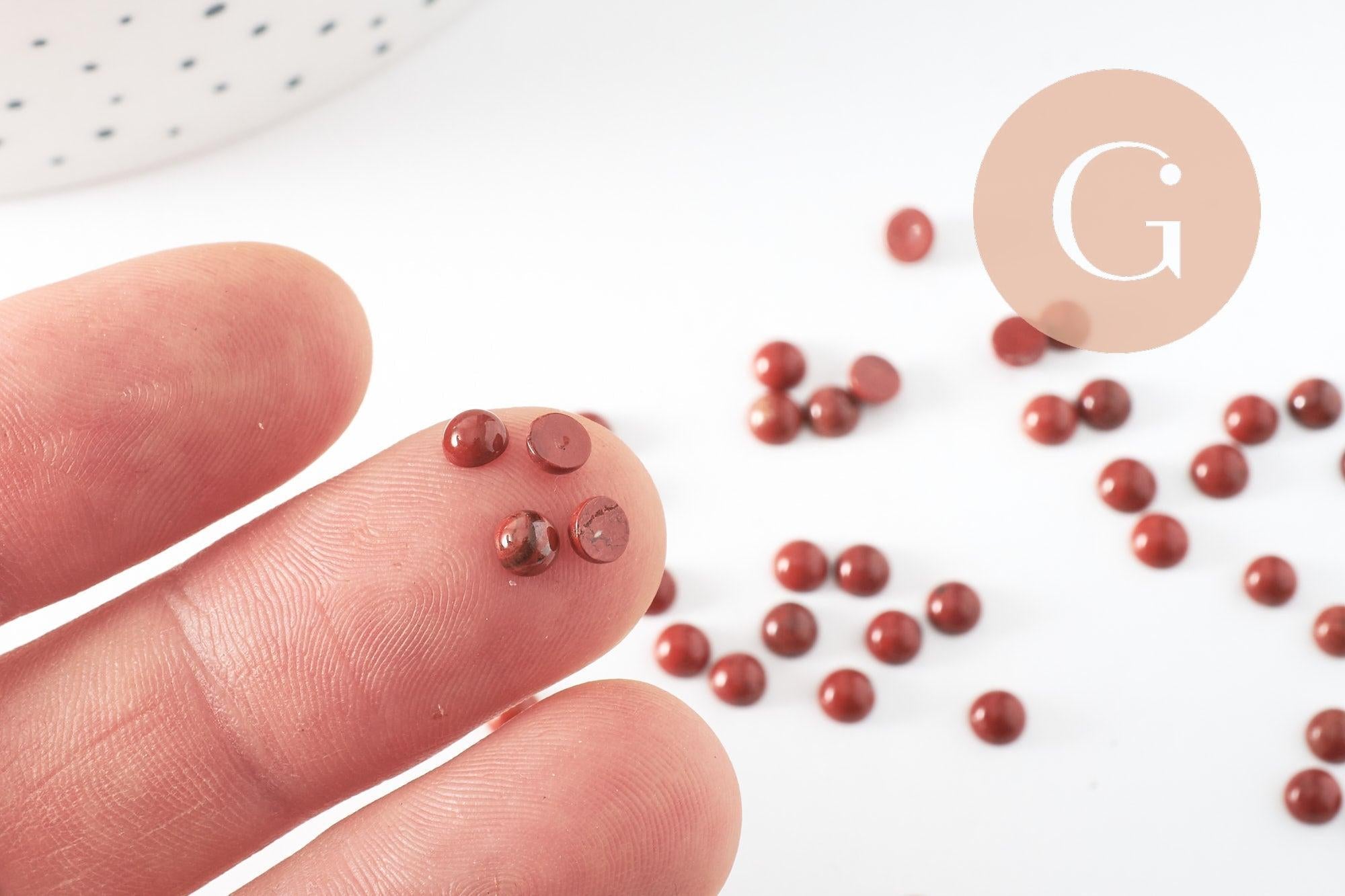 Gingerlily Pierres DIY Cabochon Jaspe Rouge Rond 4mm