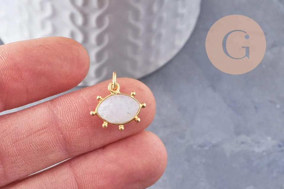 Gingerlily G9870 pendentif oeil pierre de lune 15mm doré 18K