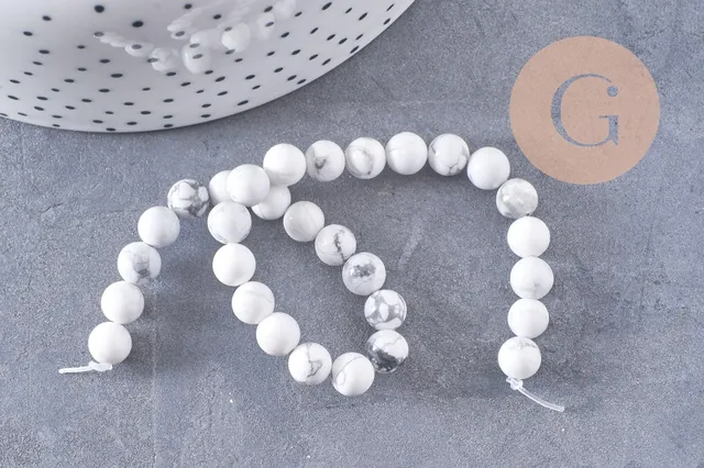 Gingerlily Perles howlite blanche G1297 perles 6mm fil 19cm marbré
