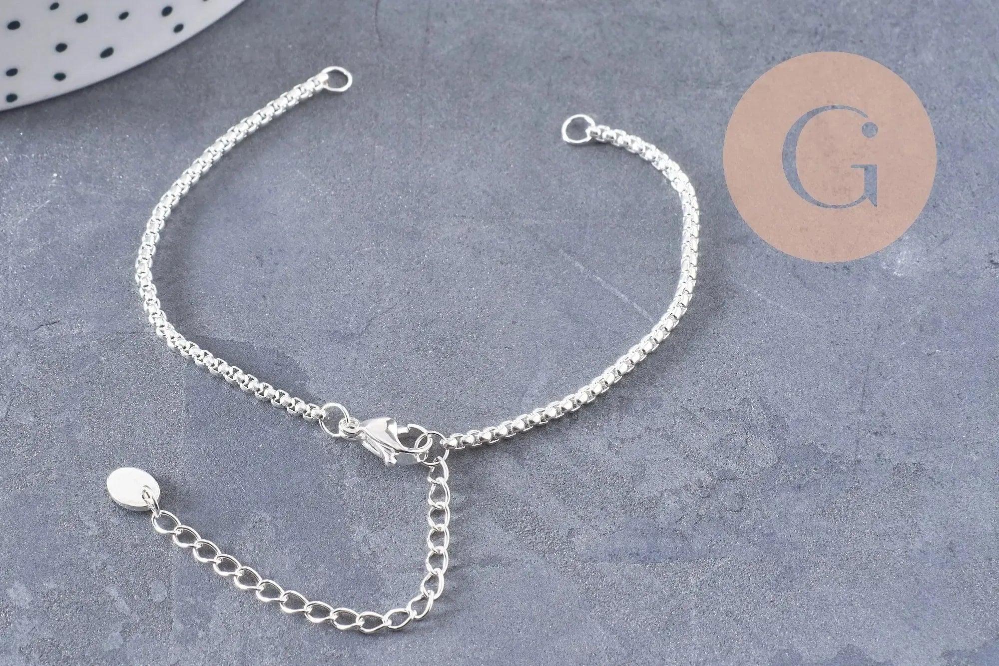 Gingerlily Perles Base bracelet vénitienne acier platine 15,5 cm x1