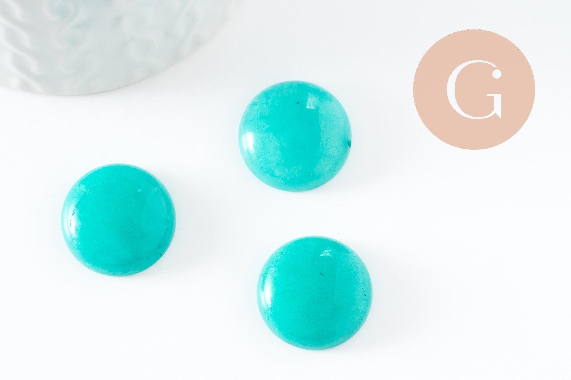Gingerlily Cabochon Rond Jade Naturel Turquoise 20 mm x1