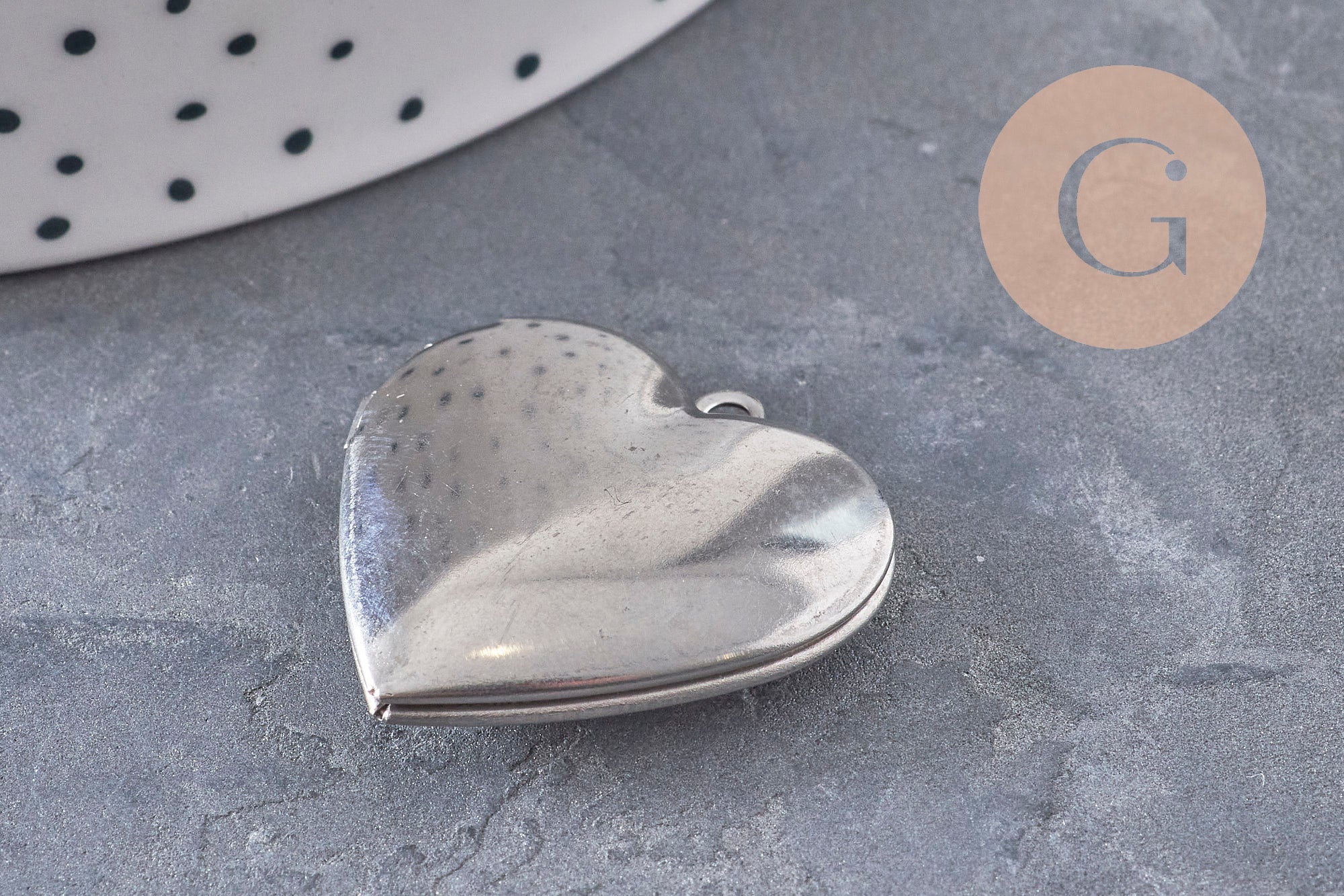 Gingerlily Locket Coeur Acier 316 Platine 29mm x1 Médaillon