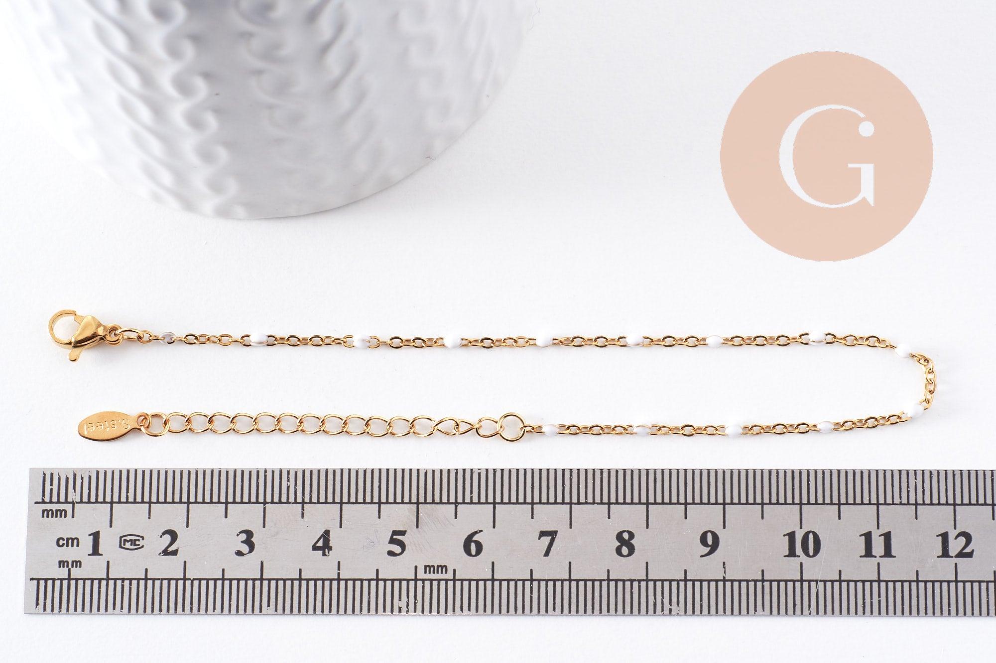 Gingerlily G10229 Bracelet Chaîne Doré Résine Blanche 20,5 cm