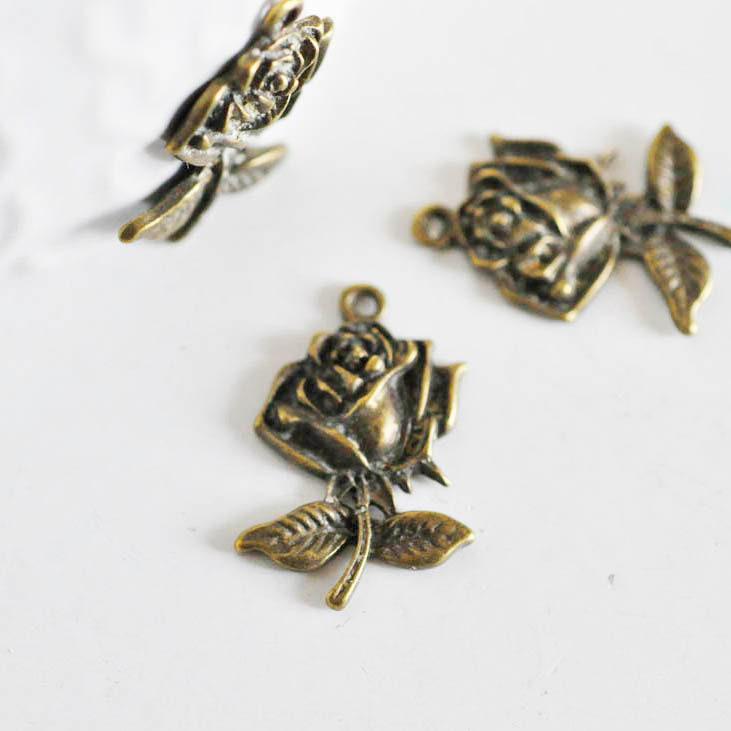 Gingerlily Pendentifs fleur bronze pendentif 2,5cm lot 5 sans nickel
