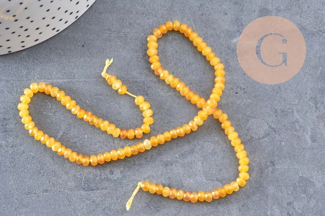 Gingerlily Perles G1710 abacus jade jaune facetté 4mm fil 36cm