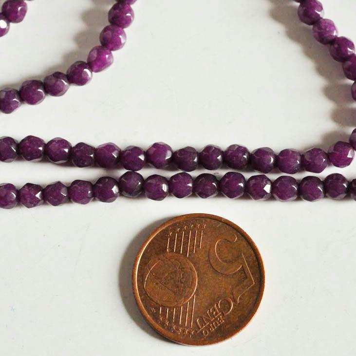 Gingerlily Perles pierre naturelle fil jade violet facetté 4 mm