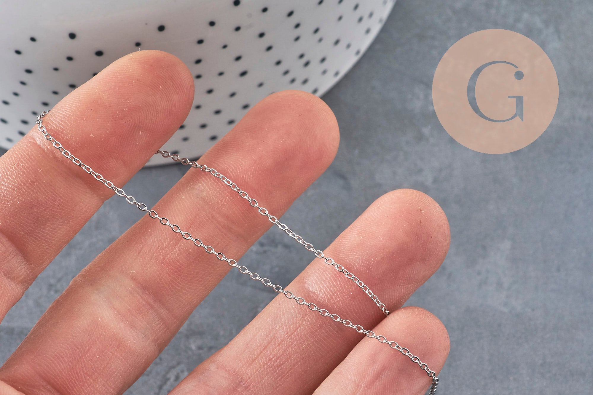 Gingerlily Chaînes forçat 1.5mm chaine acier platine 1 mètre