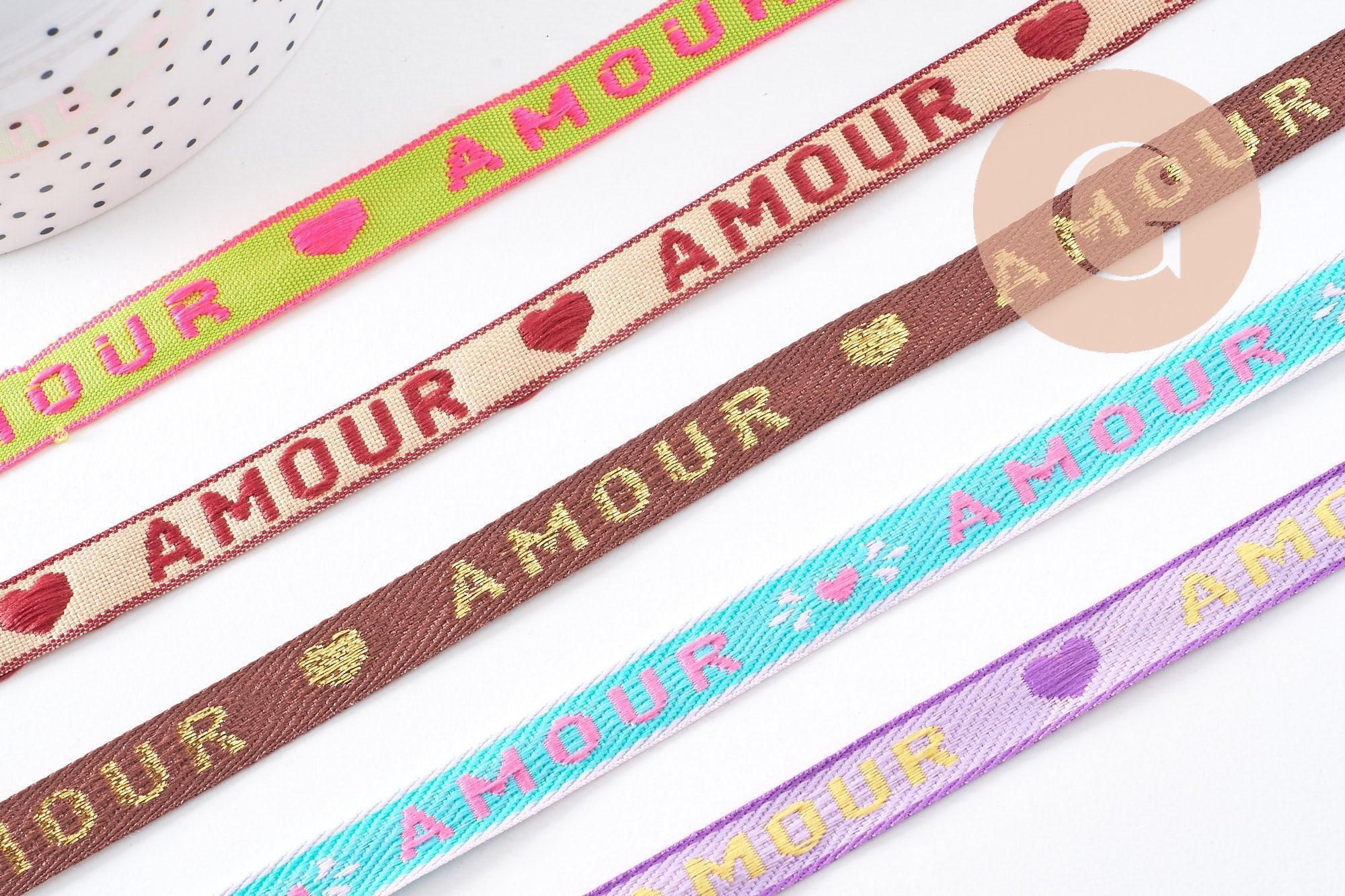 Gingerlily Amour G10267 ruban brodé 10mm texte 1 mètre