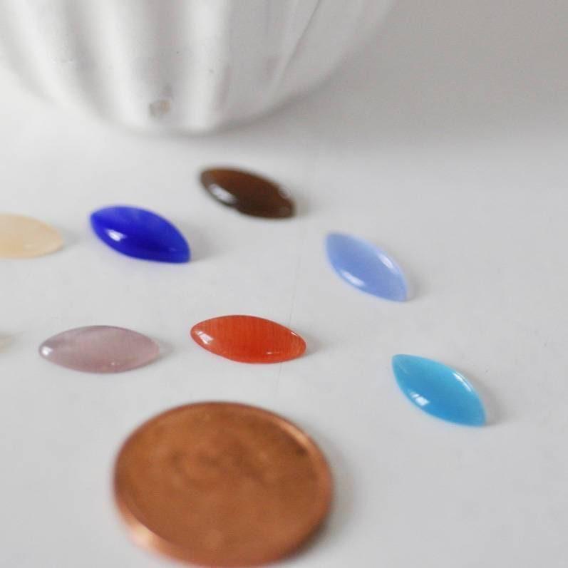 Gingerlily cabochon verre oeil de chat marquise 12x6mm lot 20 multicolore
