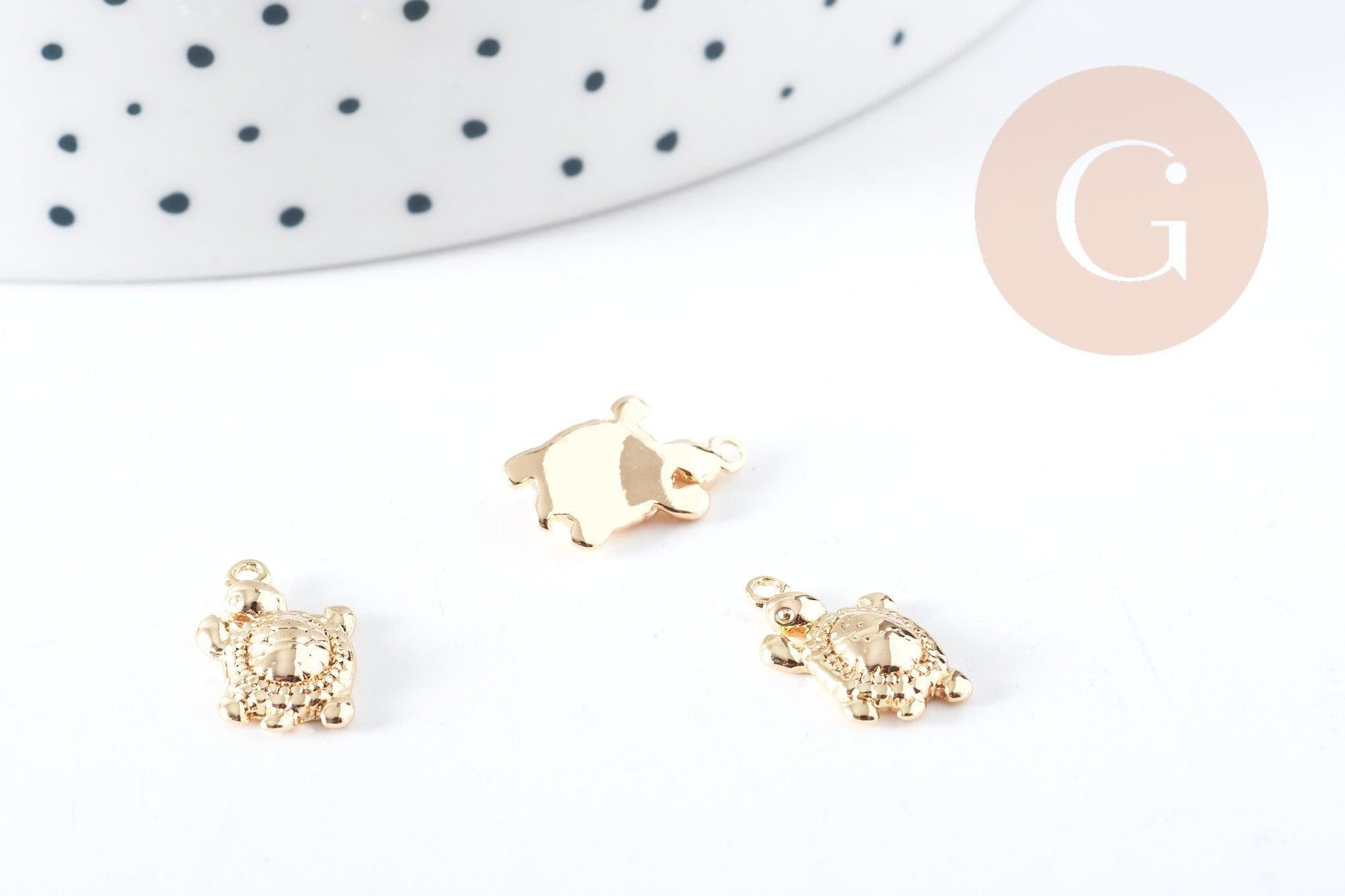Gingerlily Pendentifs DIY breloque tortue laiton doré 14,5mm