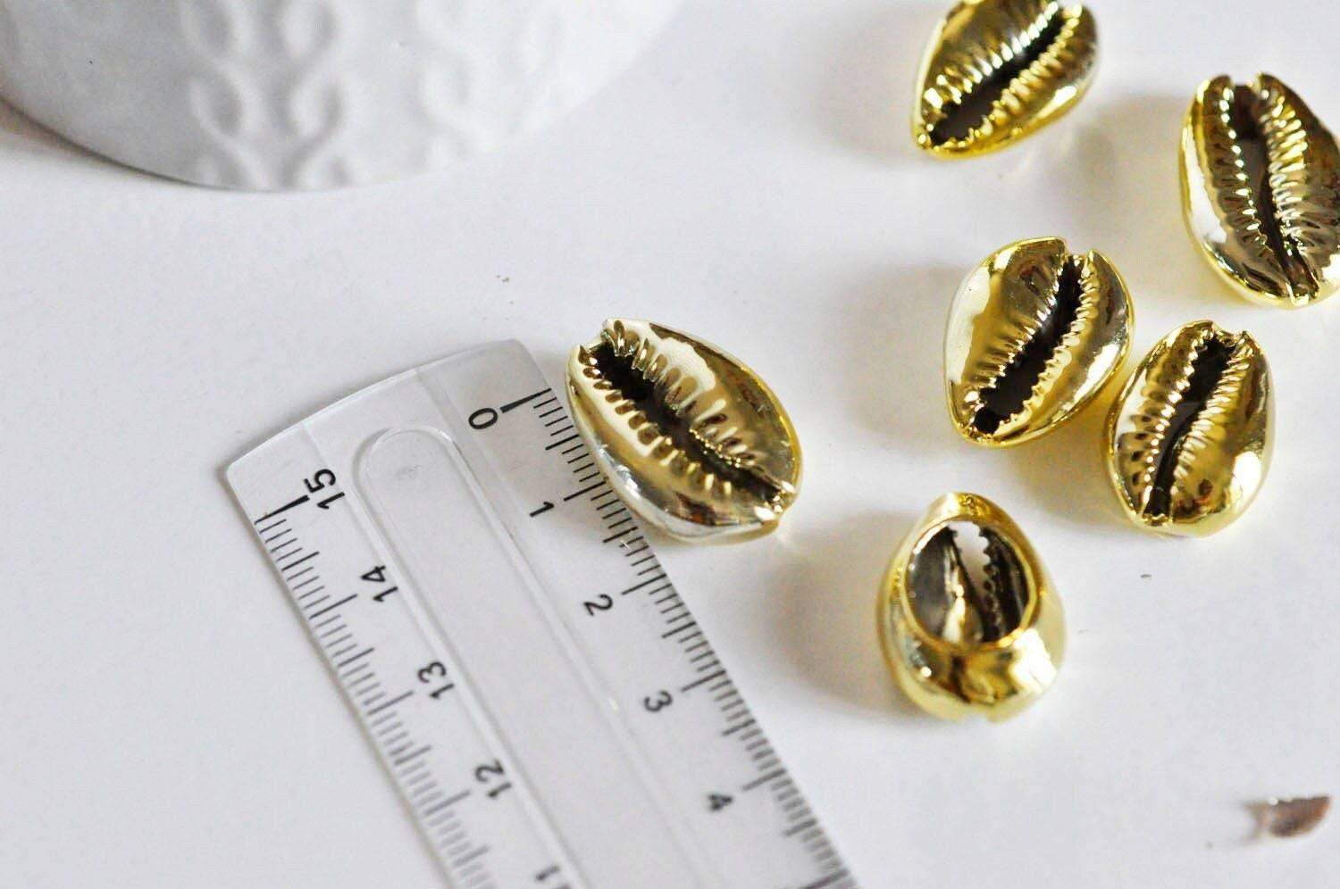 Gingerlily Pendentifs pour bijoux DIY G8154 cauri doré naturel 20mm les 5