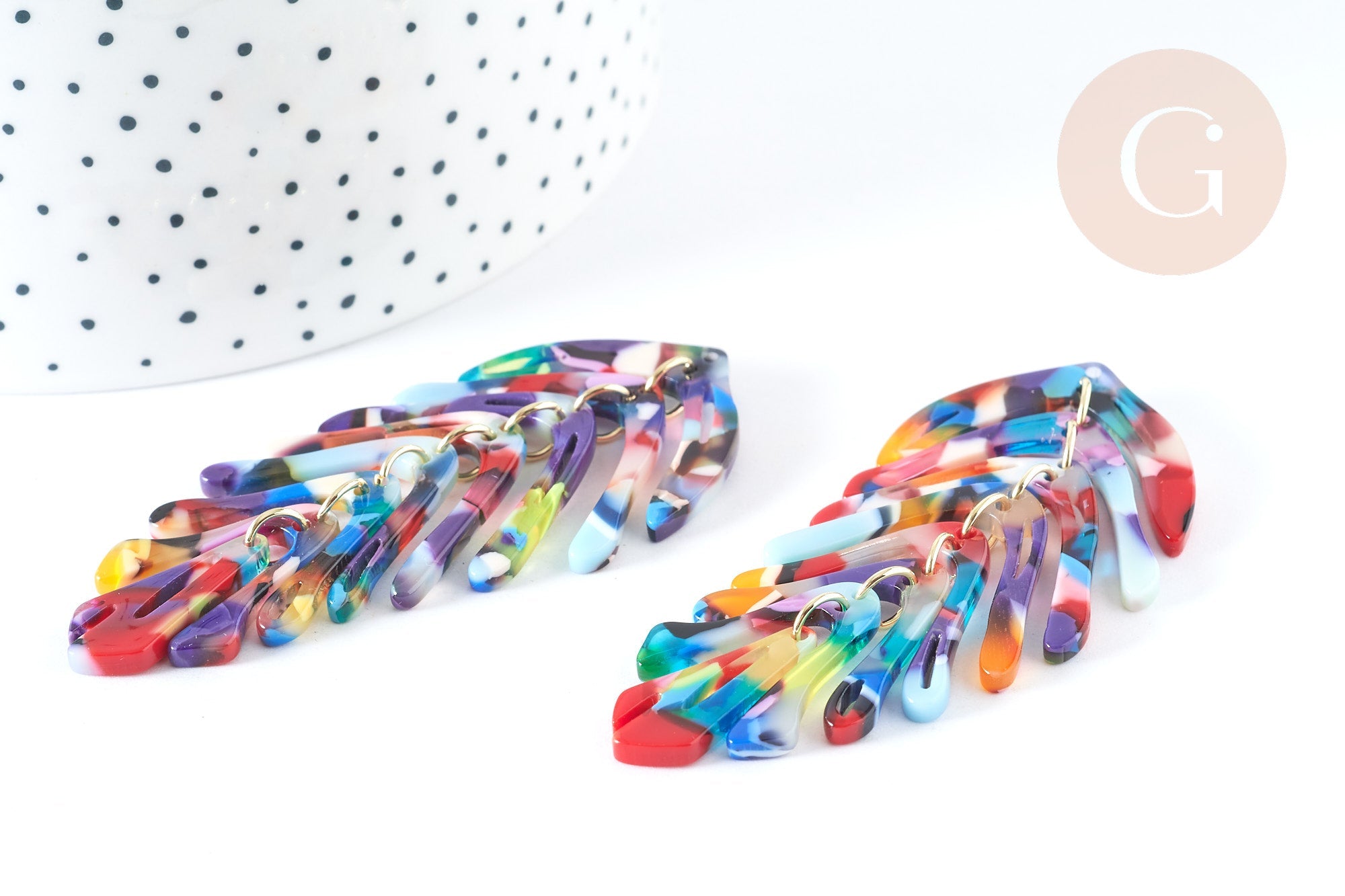 Gingerlily Pendentifs feuille G7299 pendentif acétate lot de 2 70mm