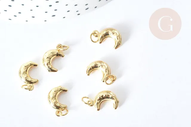 Gingerlily Pendentif lune croissant laiton doré 15mm x5