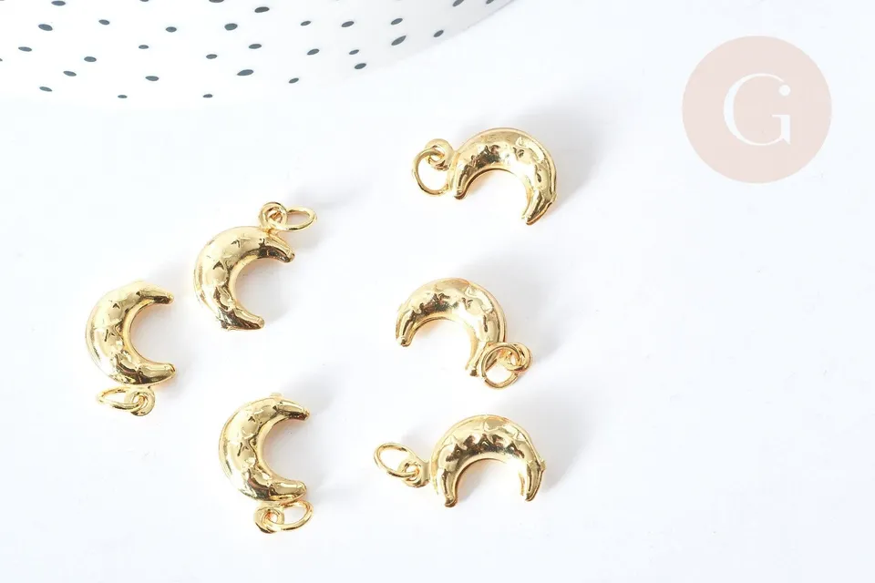 Gingerlily Pendentif lune croissant laiton doré 15mm x5