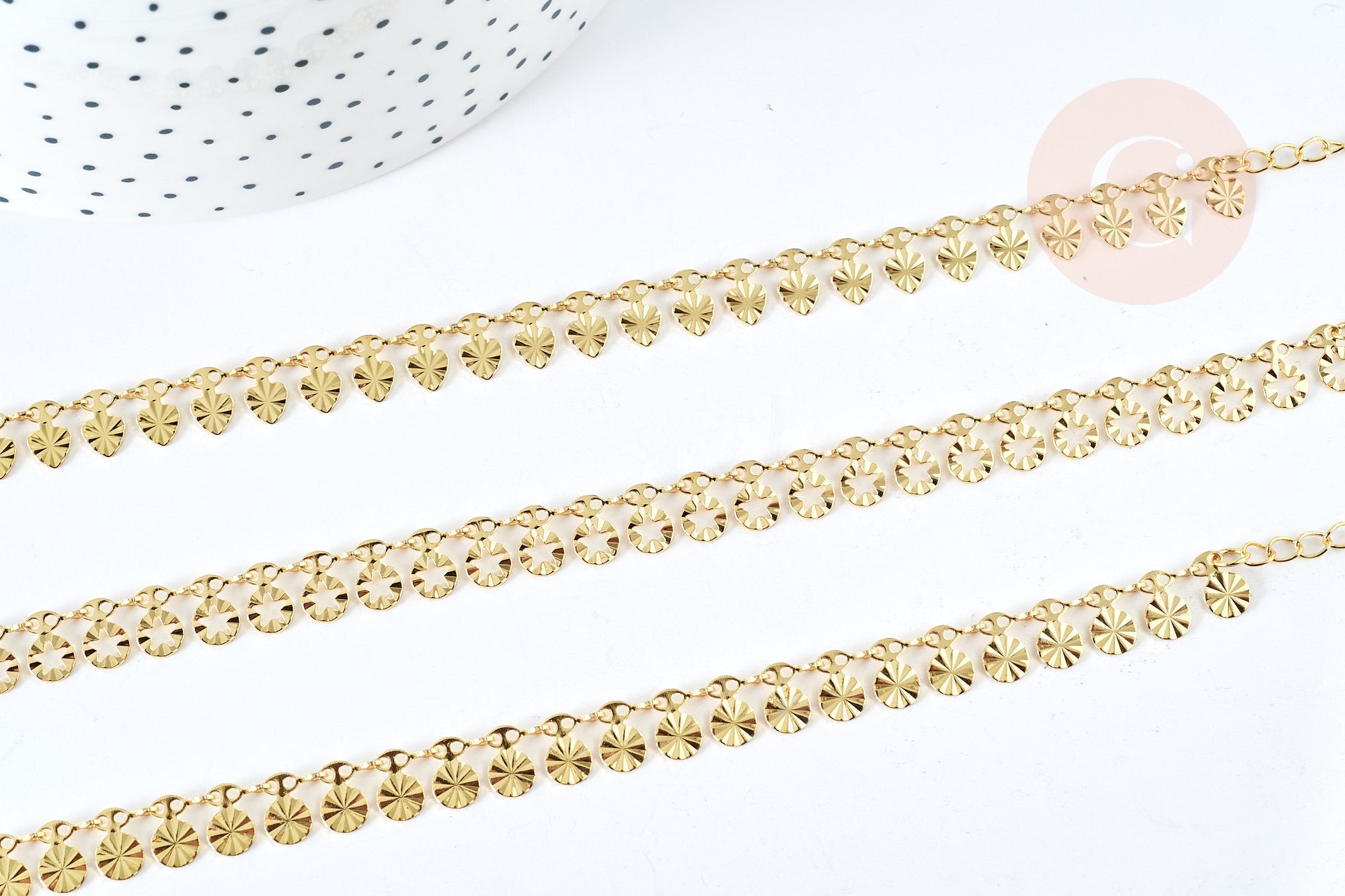Gingerlily Bracelet G8080 laiton doré maille pastille 17,5cm x1