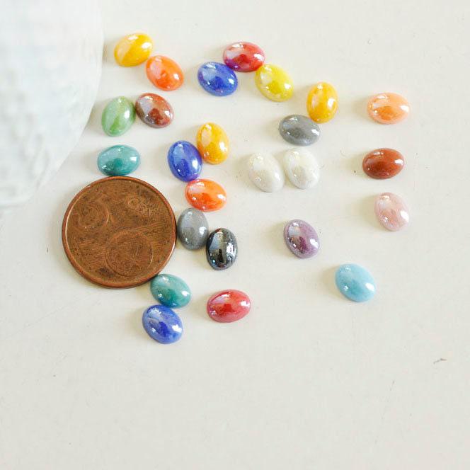 Gingerlily Porcelaine G1375 cabochon ovale 8x6mm irisé x10