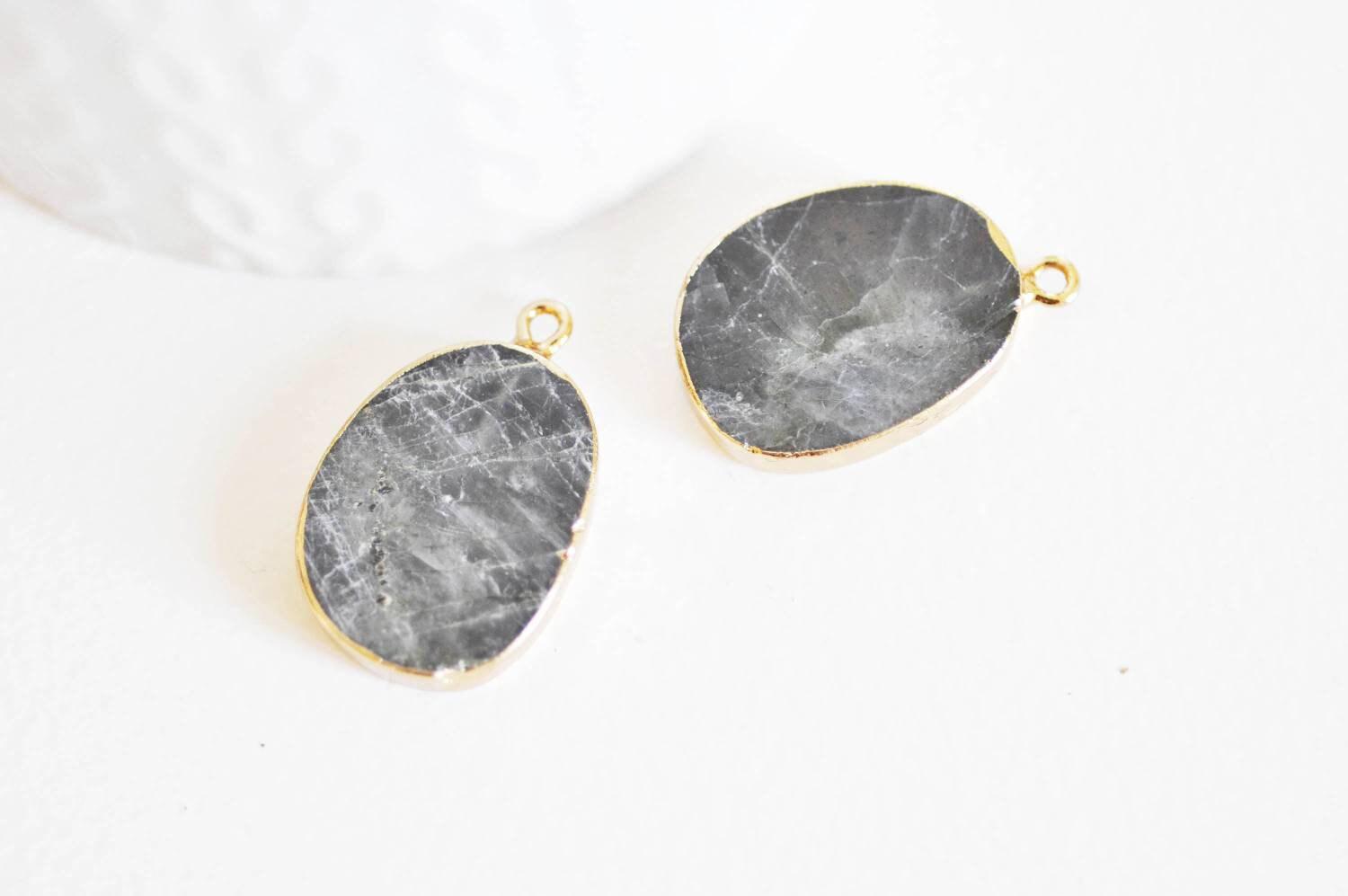 Gingerlily Pendentif ovale labradorite naturelle 28 mm x1