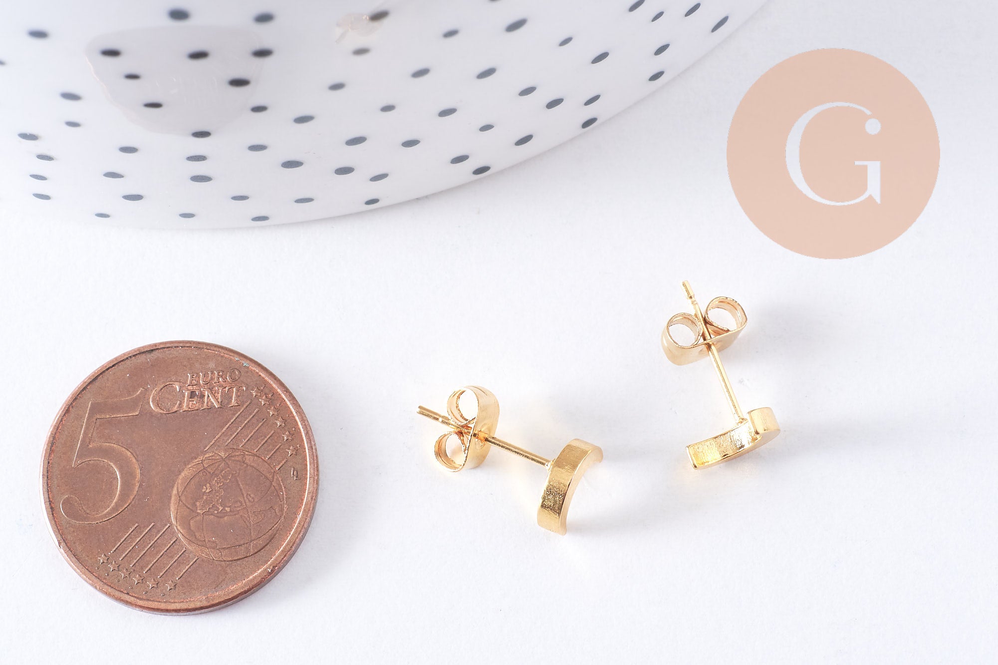 Gingerlily Boucles puces lune acier doré G2991 la paire