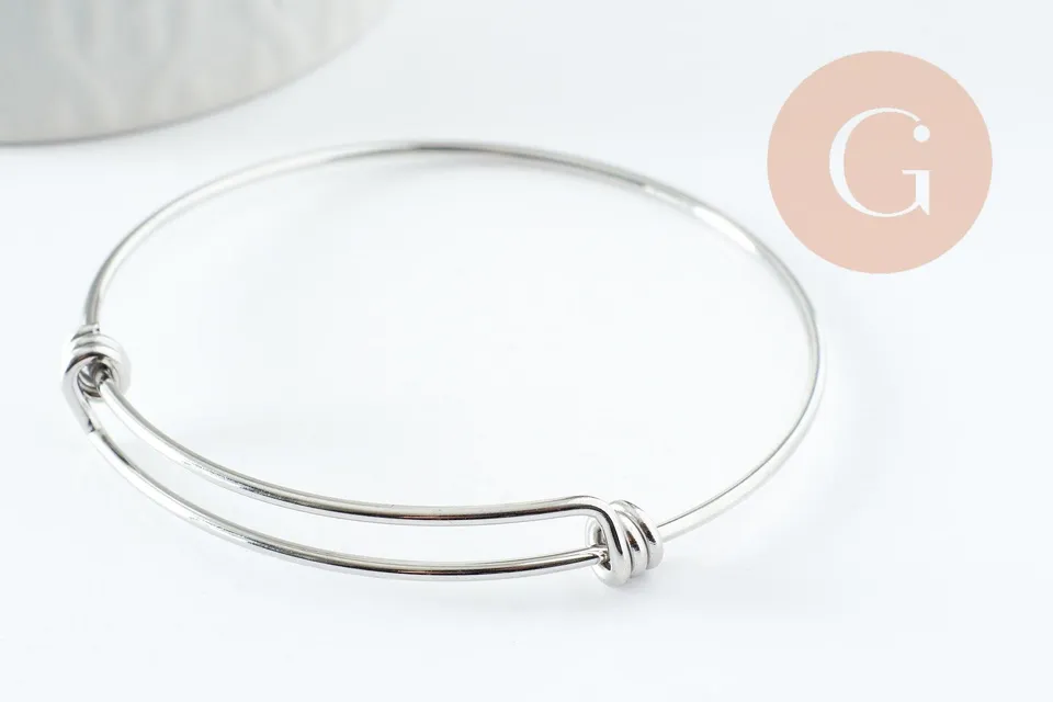 Gingerlily Jonc G9417 bracelet acier platine réglable 60-68mm x1