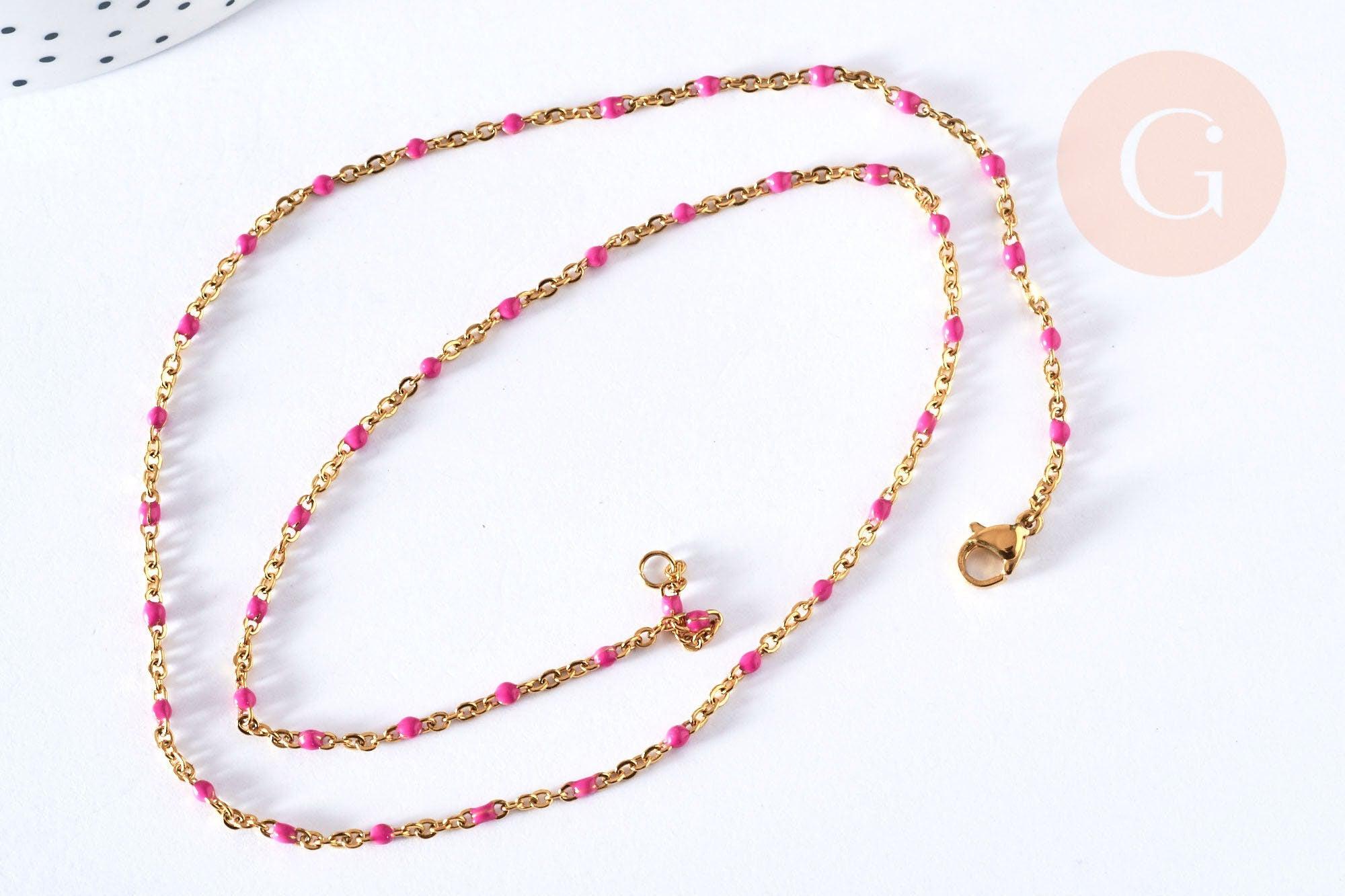 Gingerlily G4210 bracelet chaîne résine rose doré 20,5 cm