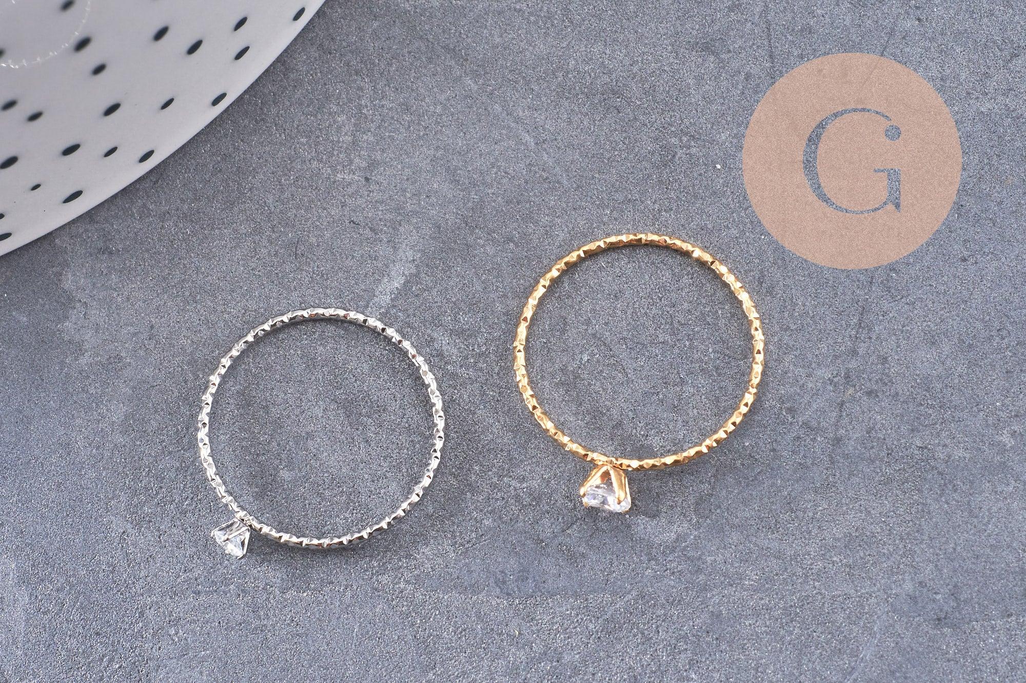 Gingerlily Perles G10361 bague solitaire zircon dorée taille 54 x1
