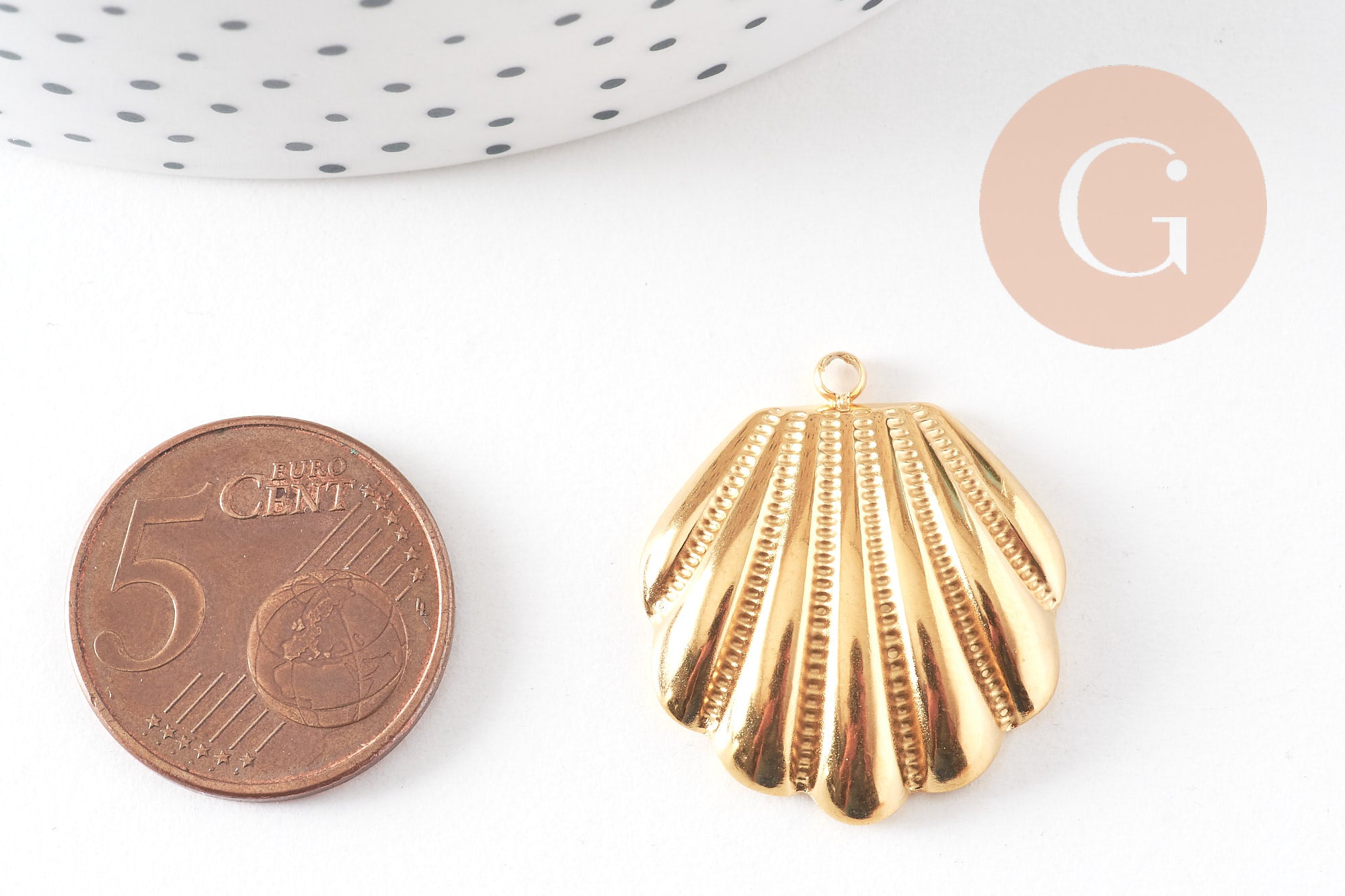 Gingerlily Pendentifs DIY Coquillage Acier Doré 18K 26.5mm