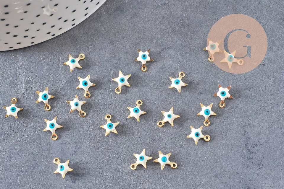 Gingerlily Étoile Oeil Acier Doré 9mm x10 Pendentif