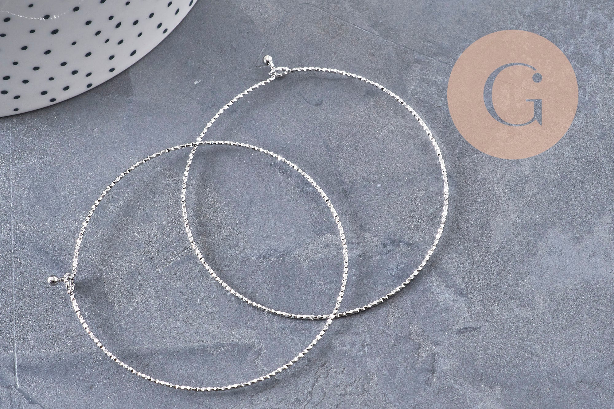 Gingerlily Bracelet jonc G10988 acier platine texturé 60mm x1
