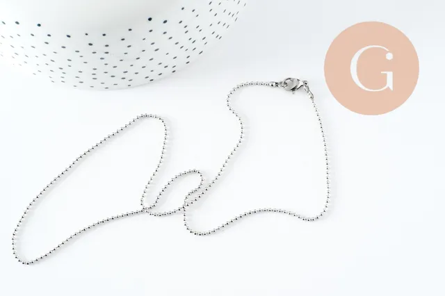 Gingerlily chaîne boule collier acier 1,5 mm 45,5 cm