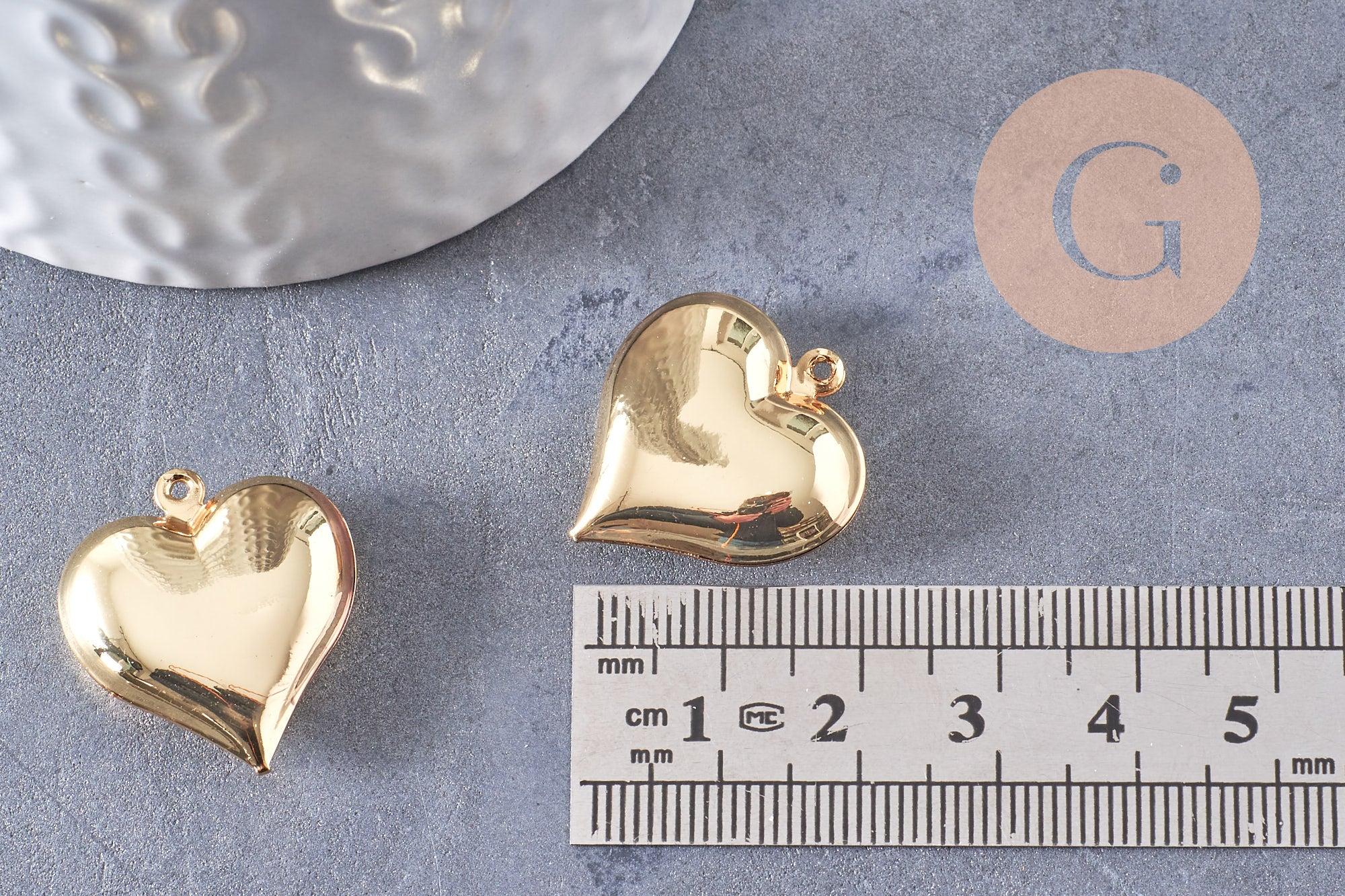 Gingerlily Pendentif cœur bombé doré 24mm G10307 x2