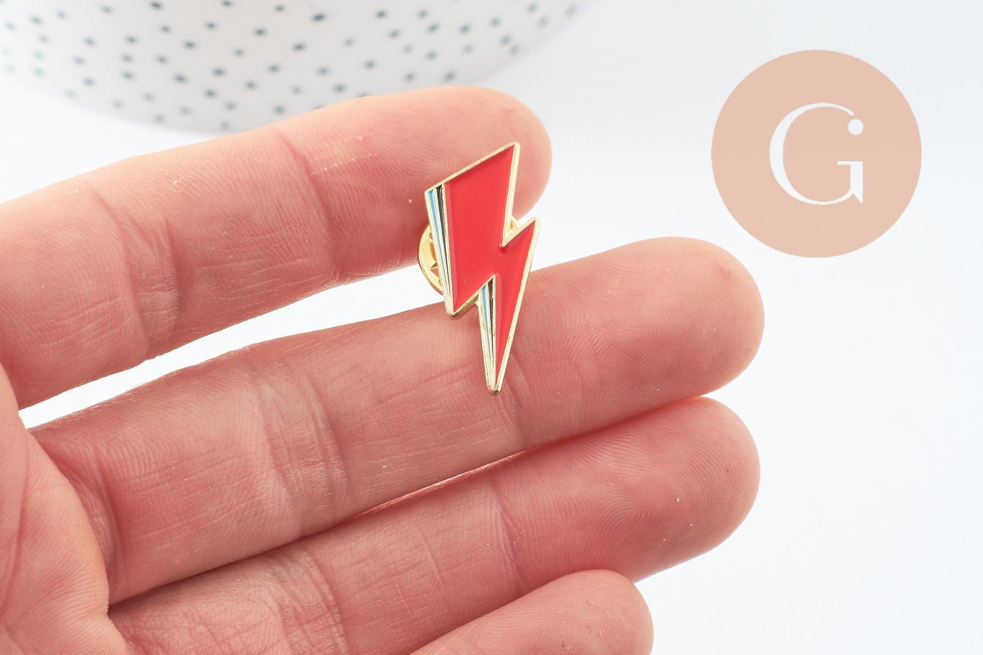 Gingerlily Broche pin's éclair G9745 émail rouge doré