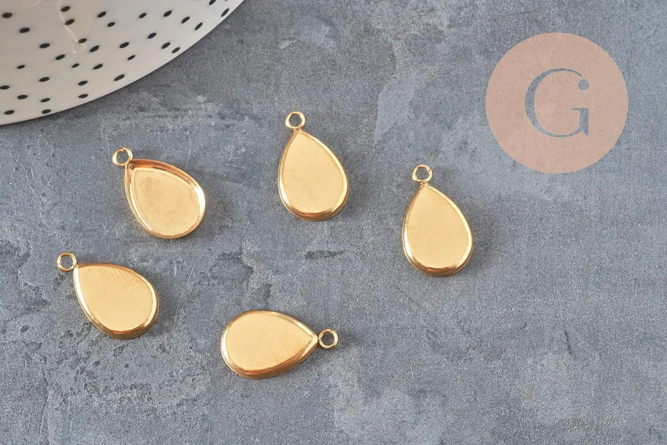 Gingerlily G11218 pendentif goutte support cabochon doré 14x9