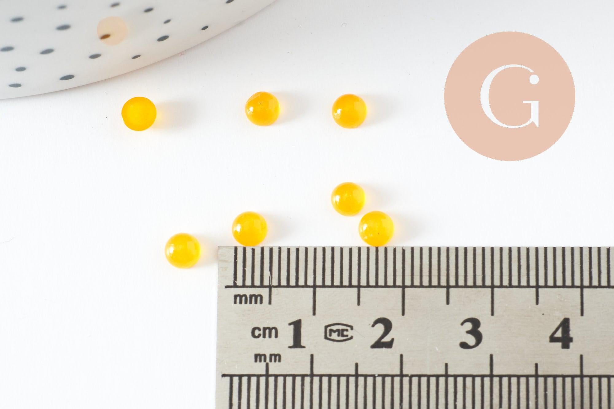 Gingerlily Cabochon rond G9955 jade jaune 4mm x1 à coller