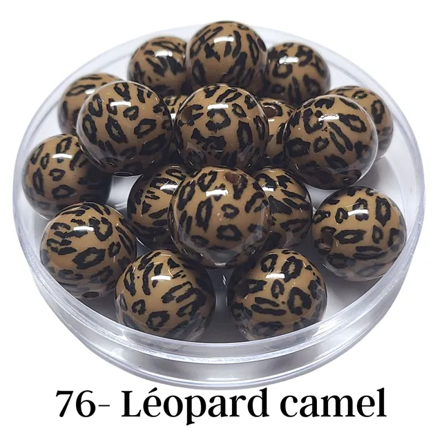 ARTSHOP Boules 20MM 76 perles léopard camel x10 acrylique