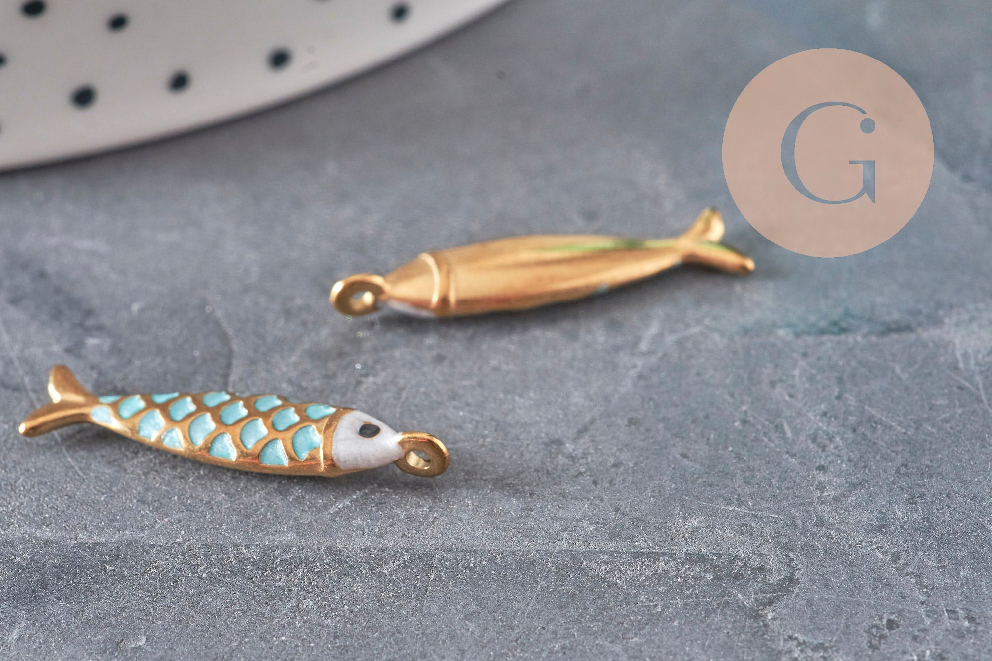 Gingerlily pendentif poisson doré turquoise 25,5 mm